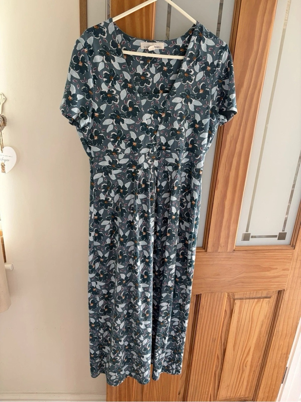 Women’s Floral Mini Dress in Teal with Square Neck